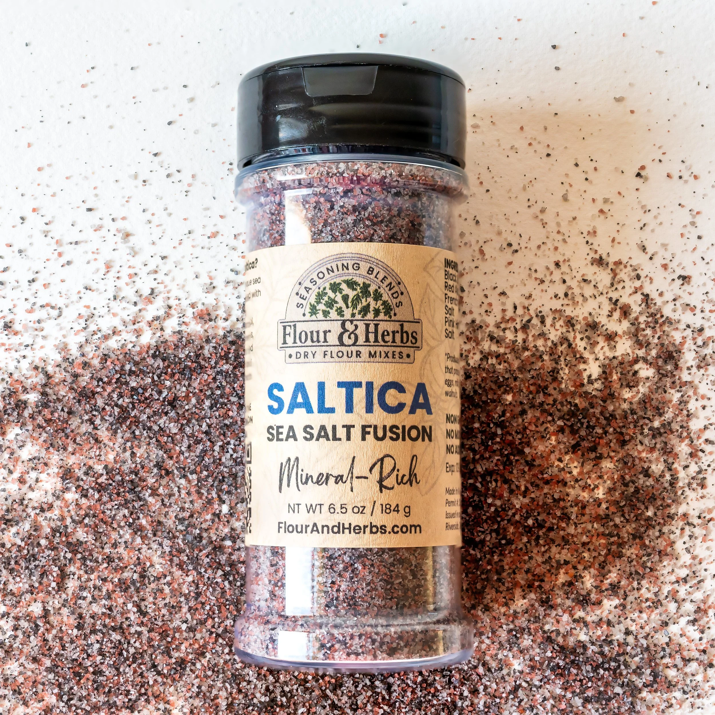 Saltica - Black Salt Fusion | Gourmet Sea Salt Blend | Flour